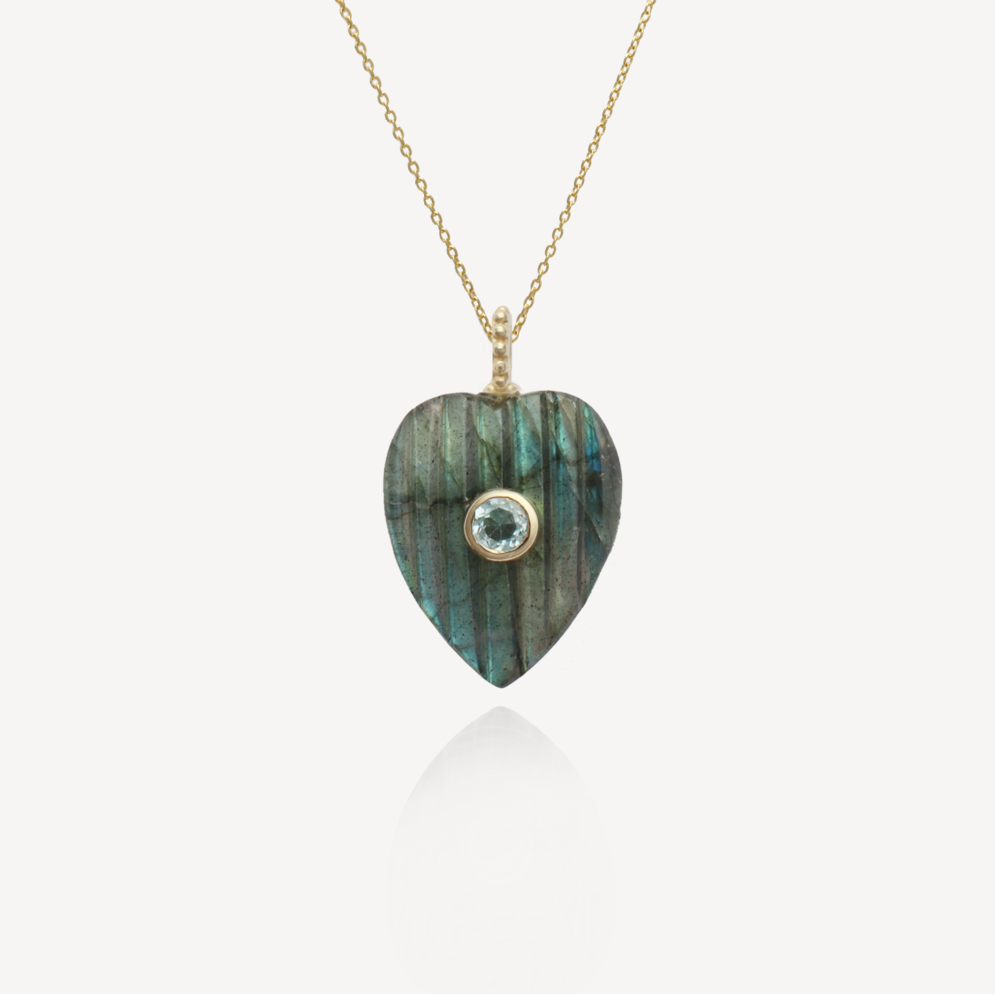 Medium Amie Ribbed Labradorite Heart Pendant