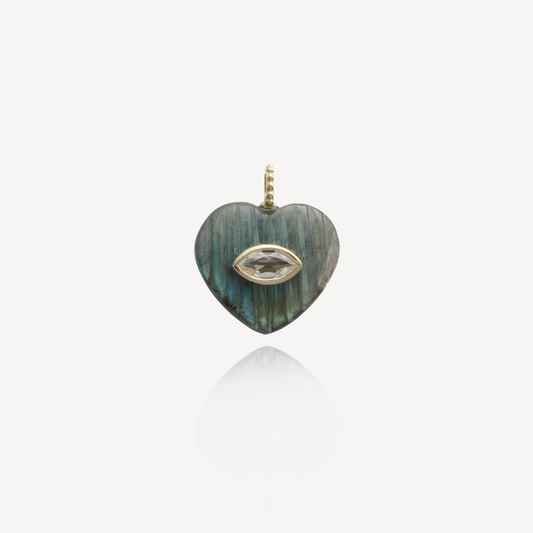 Medium Amie Ribbed Labradorite Heart Pendant