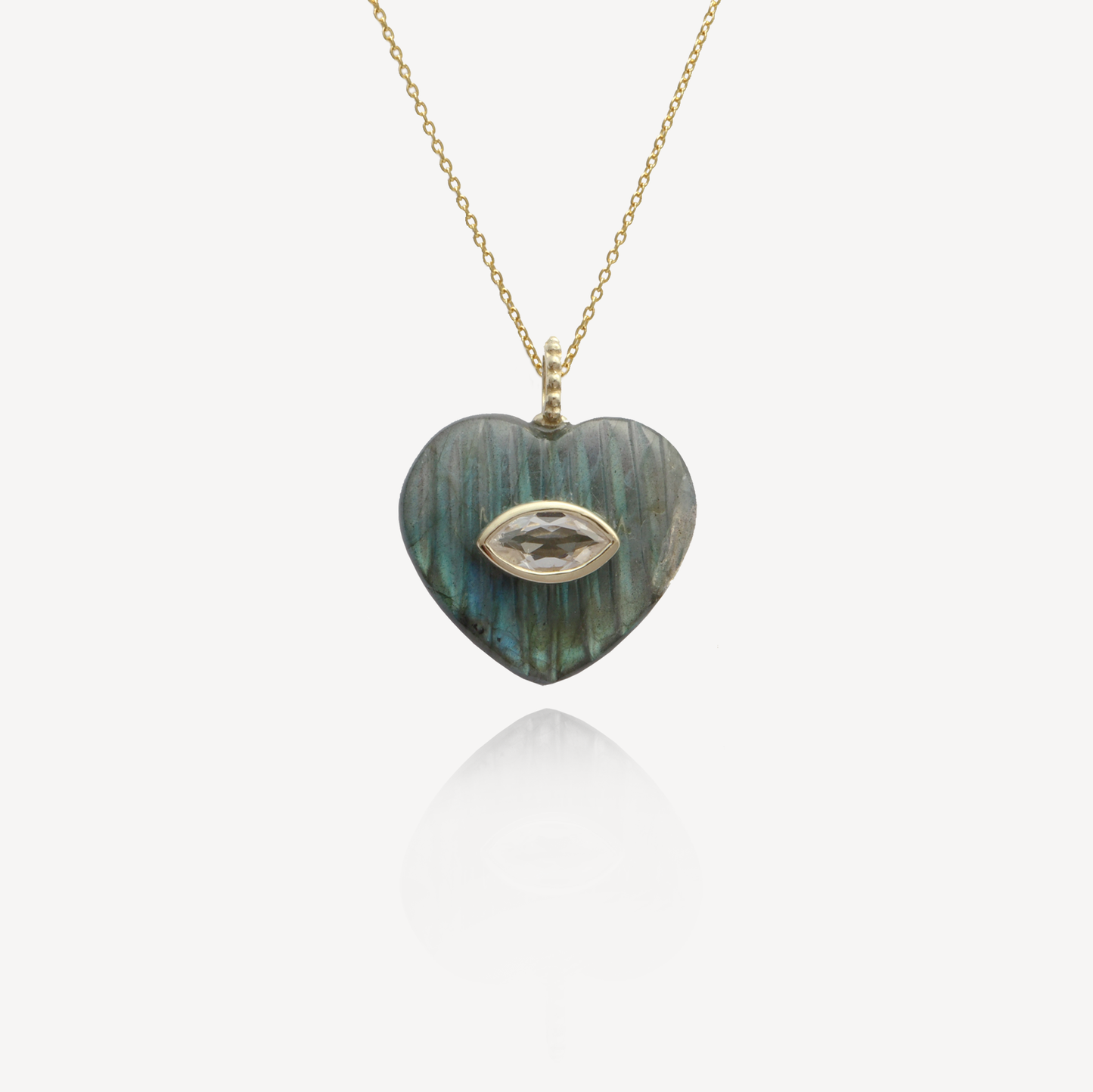Medium Amie Ribbed Labradorite Heart Pendant