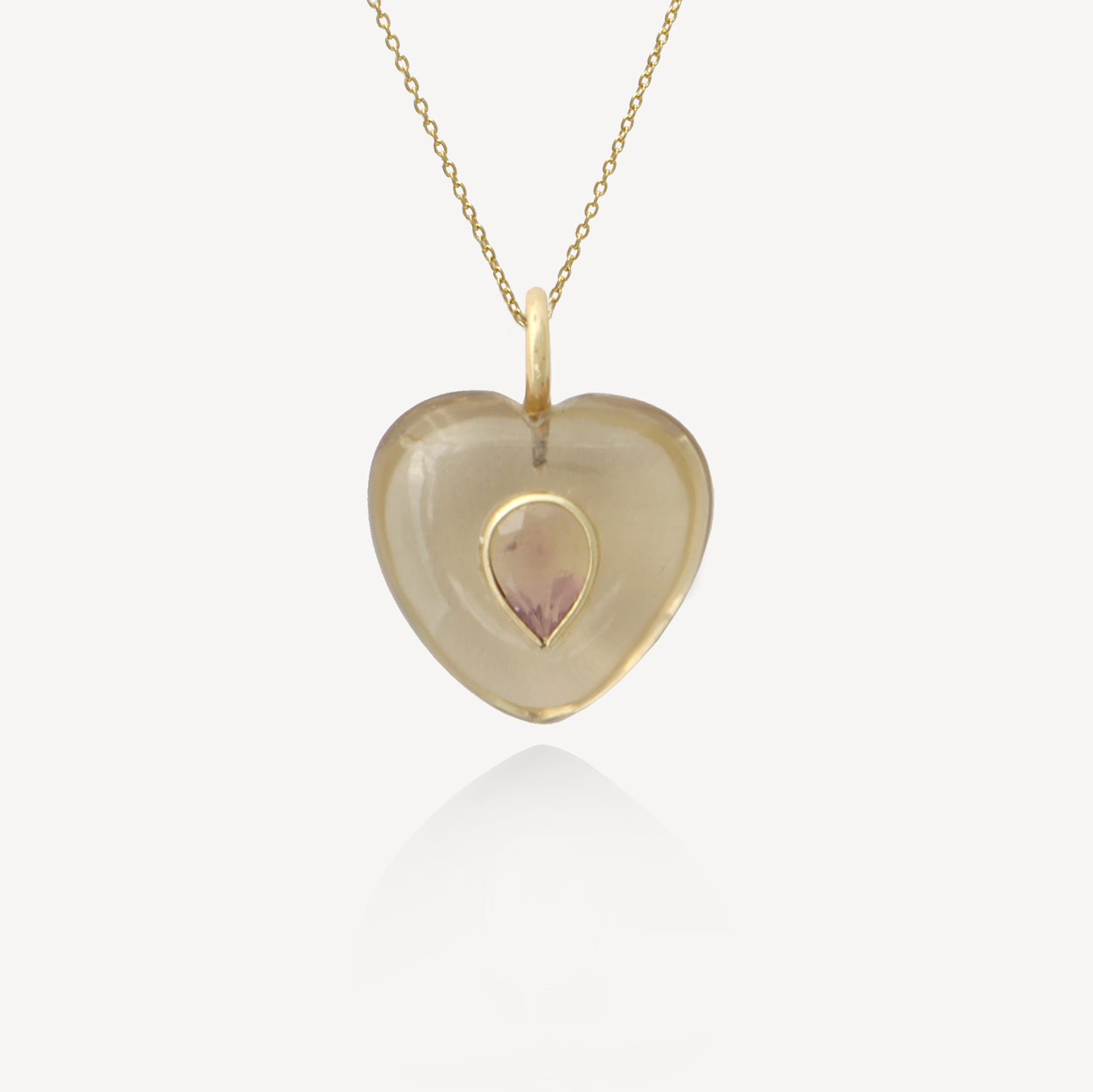 Medium Amie Lemon Quartz Heart Pendant