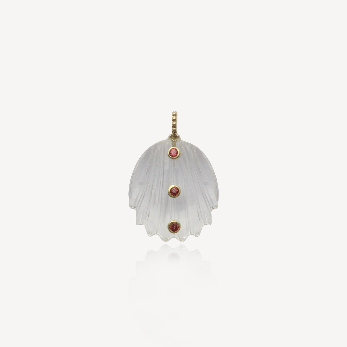 Medium Amie Ribbed Clear Quartz with Garnet Shell