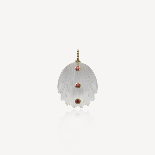 Medium Amie Ribbed Clear Quartz with Garnet Shell