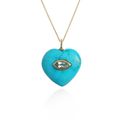 Medium Amie Turquoise Marquis Heart Pendant