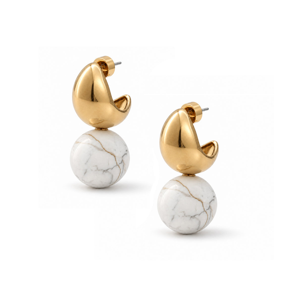 Sadie Howlite Sphere Statement Earrings
