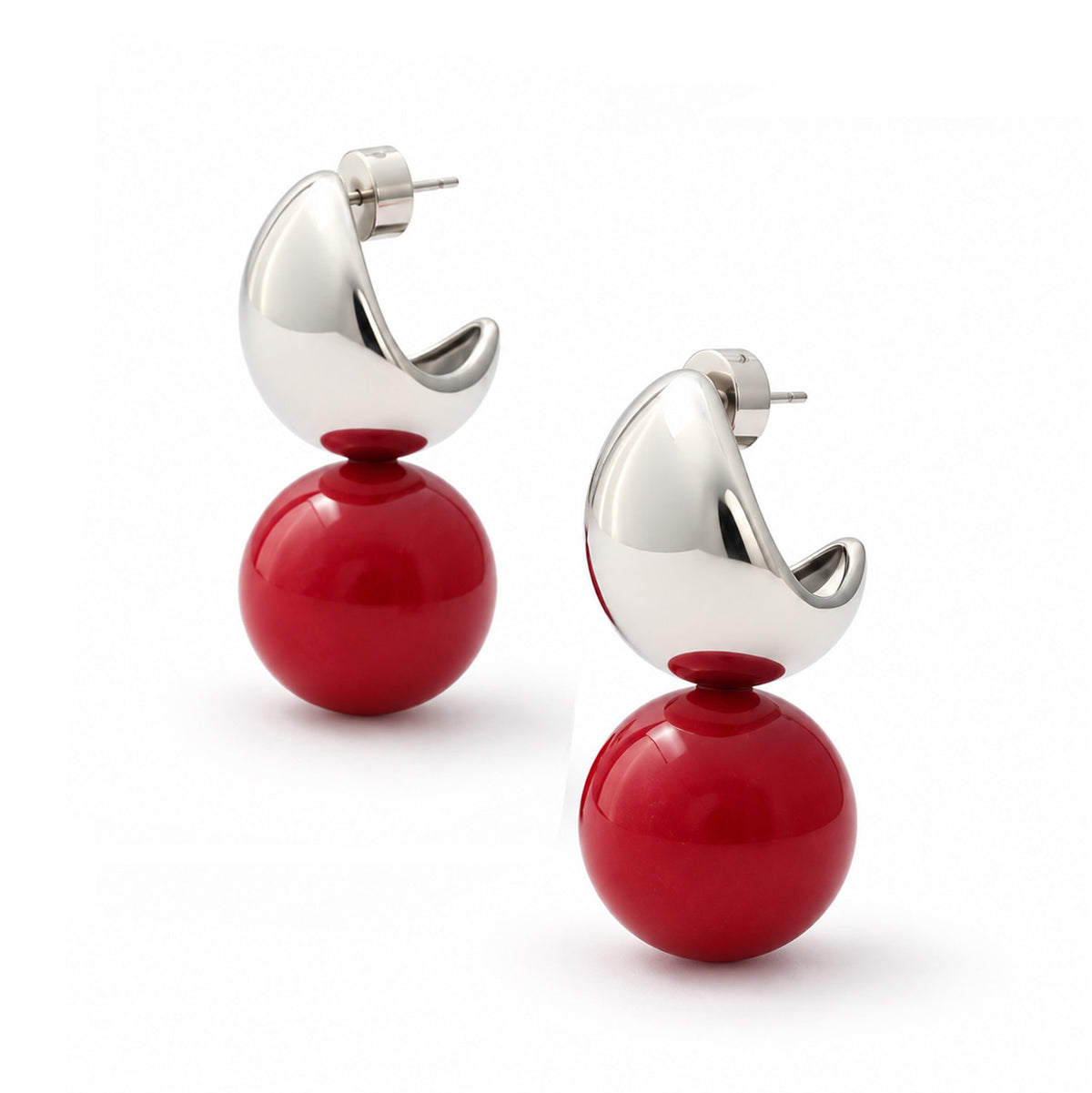 Sadie Coral Sphere Statement Earrings