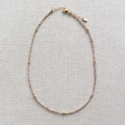 Delicate Champagne Zircon Beaded Necklace