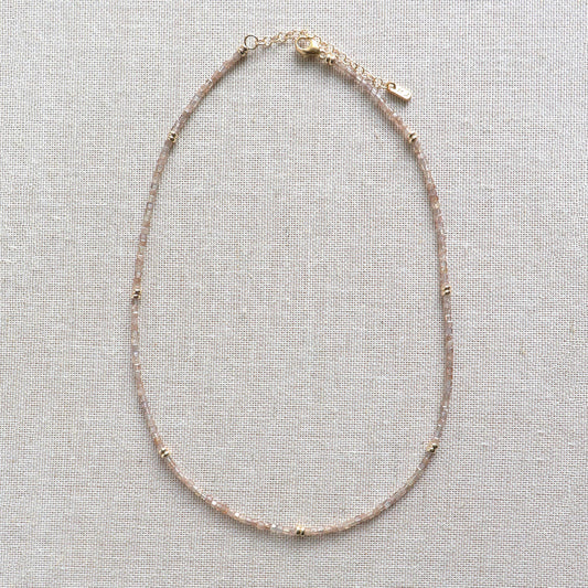 Delicate Champagne Zircon Beaded Necklace