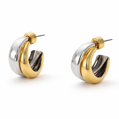 Two Tone Crossover Hoops
