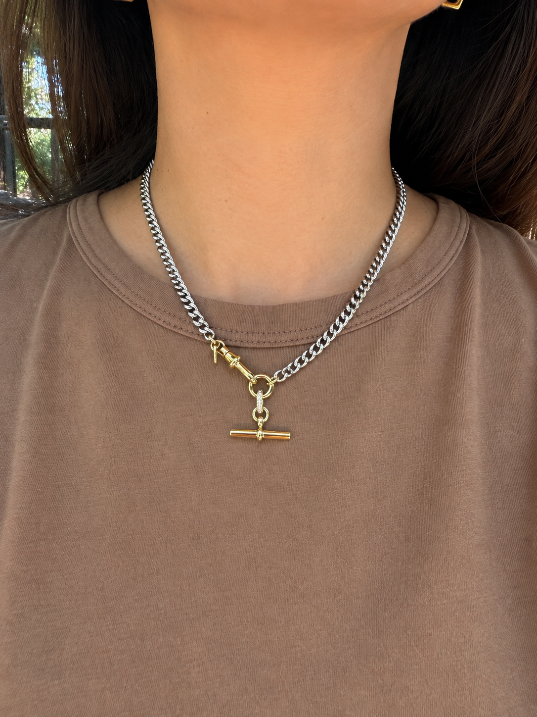 Jett T-Bar Chain Necklace 17.5"