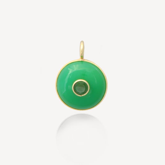 Medium Amie Round Chrysoprase Pendant (No Chain)