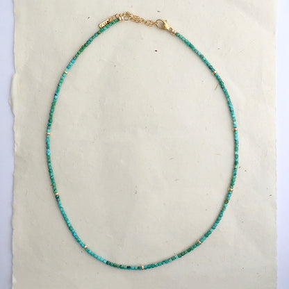 Delicate Green Turquoise Boxed Gemstone Necklace