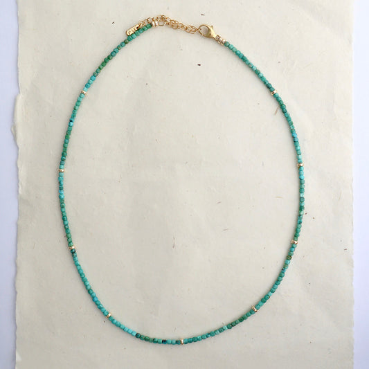 Delicate Green Turquoise Boxed Gemstone Necklace