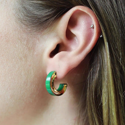 Green Charlie Enamel Hoops