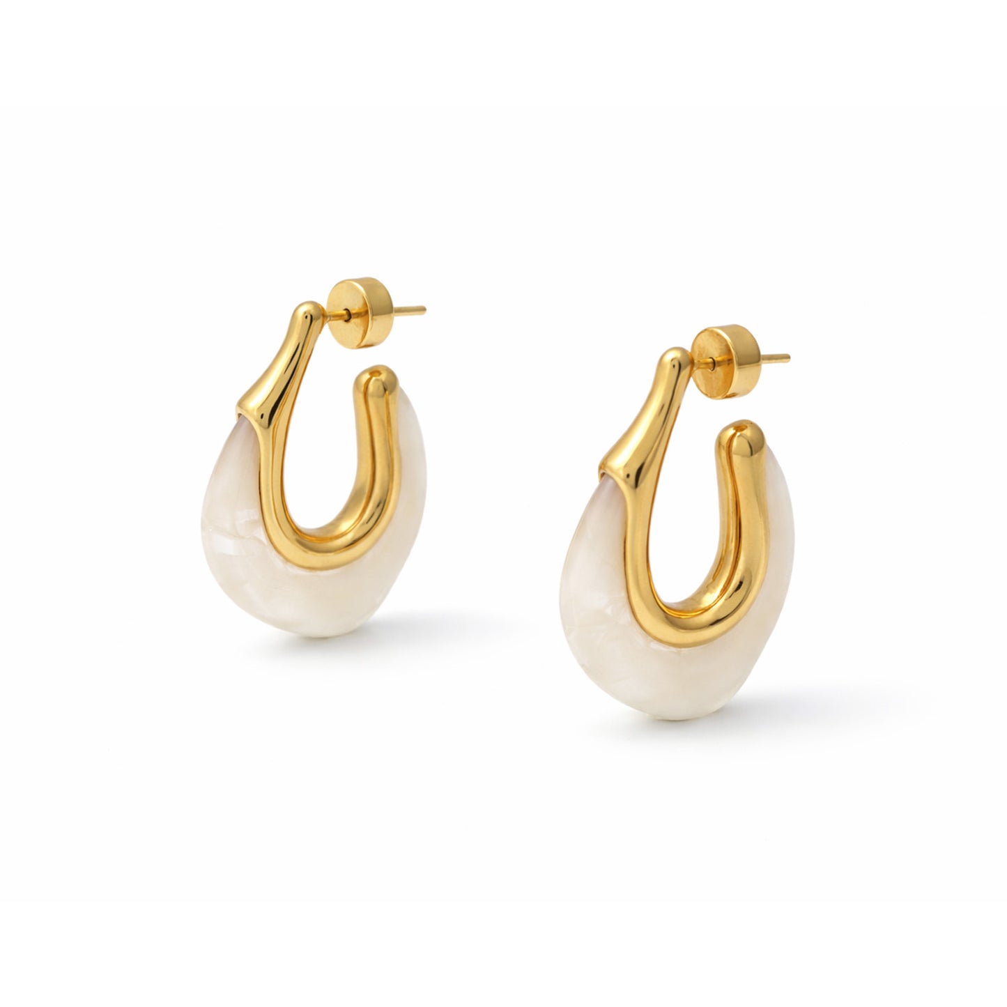 Gaia White Marbled Resin Hoops