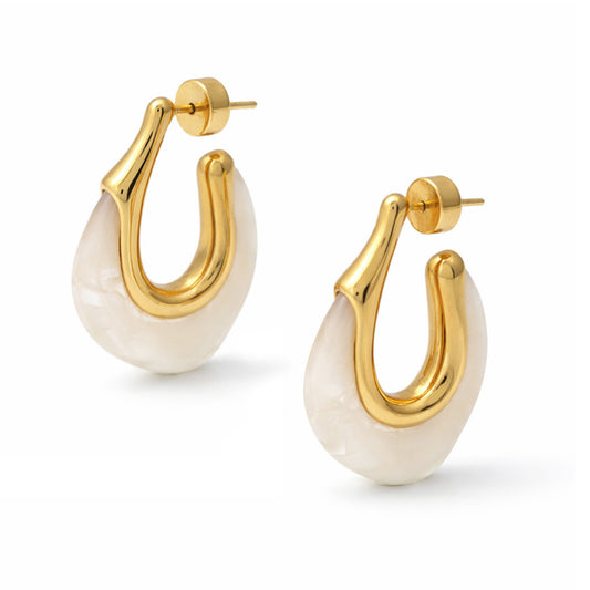 Gaia White Marbled Resin Hoops