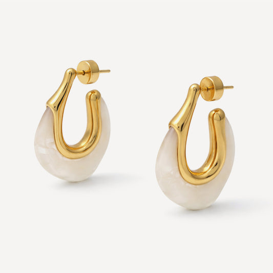 Gaia White Marbled Resin Hoops