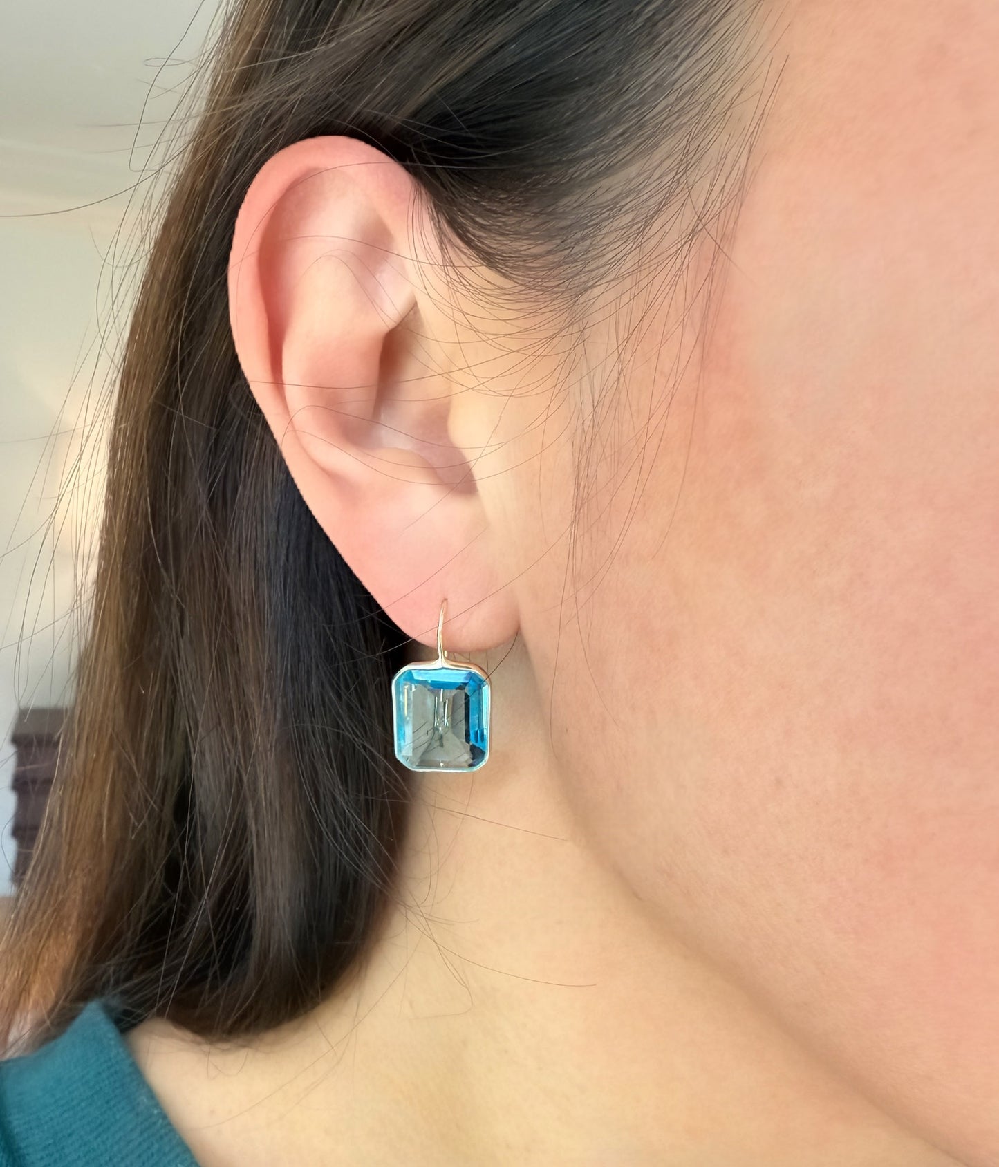 Medium Gemma Blue Hydro Quartz Drop Earrings