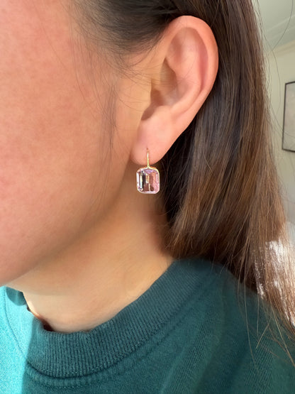 Small Gemma PInk Hydro Quartz Drop Earrings