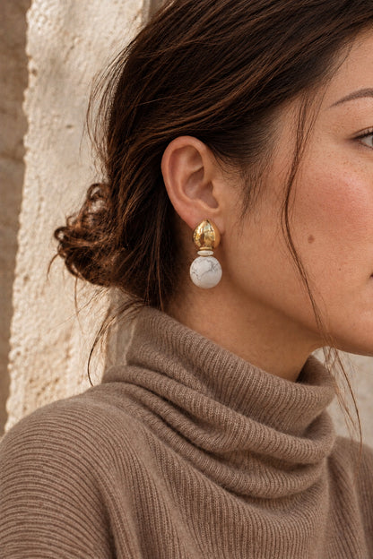 Sadie Howlite Sphere Statement Earrings