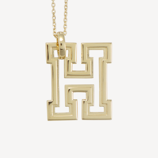 Oversized H Pendant Necklace