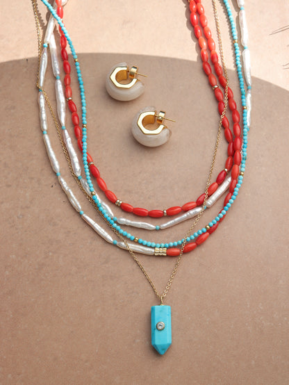 Turquoise Crystal Point Pendant Necklace