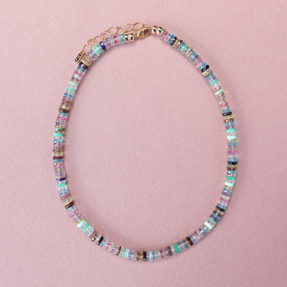 Candy Rainbow Rondelle Gemstone Necklace
