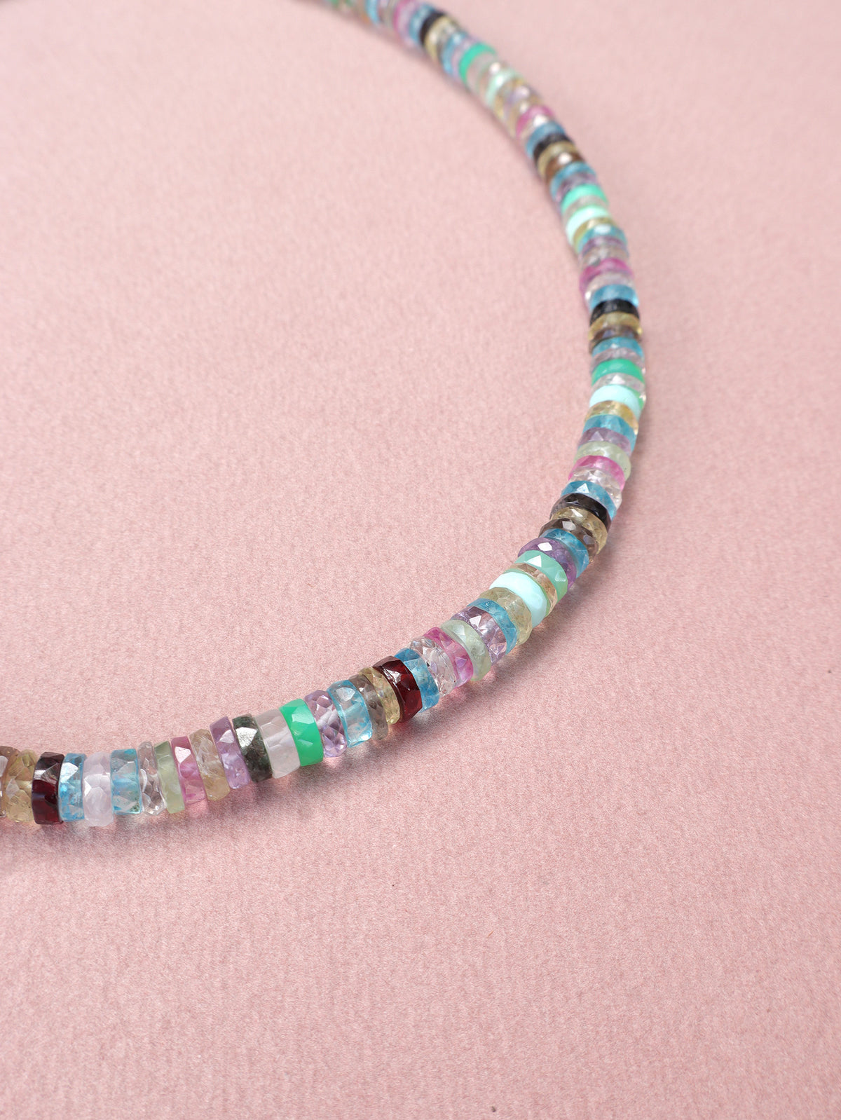 Candy Rainbow Rondelle Gemstone Necklace