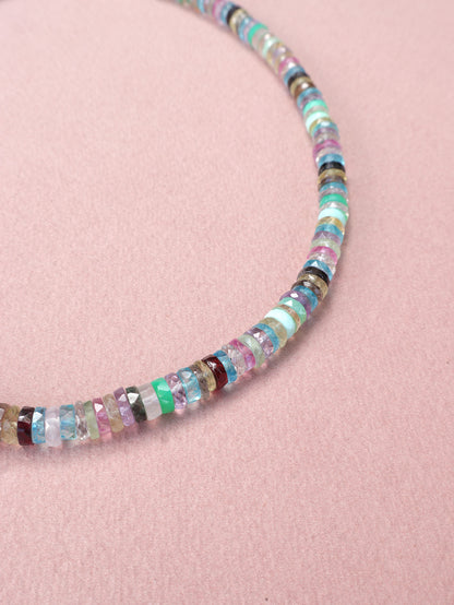 Candy Rainbow Rondelle Gemstone Necklace