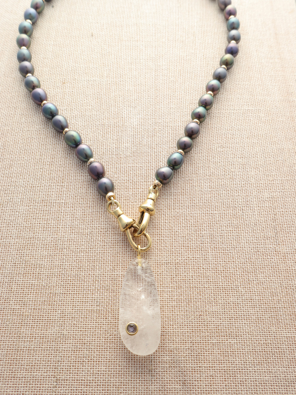 Black Pearl Necklace with Swivel Clasps
