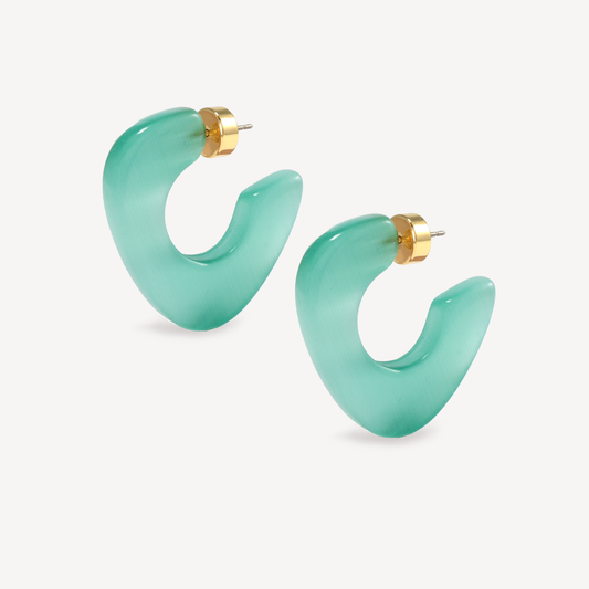Aqua Cats Eye Lina Hoops