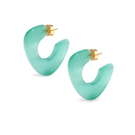 Aqua Cats Eye Lina Hoops