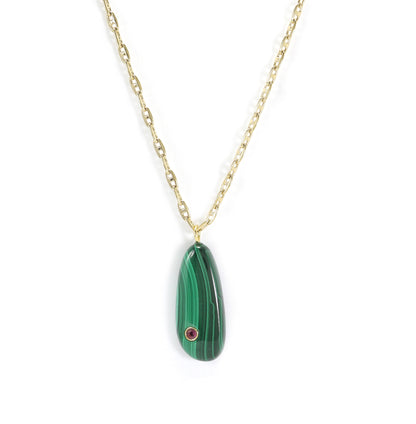 Millie Malachite & Garnet Drop Pendant Necklace