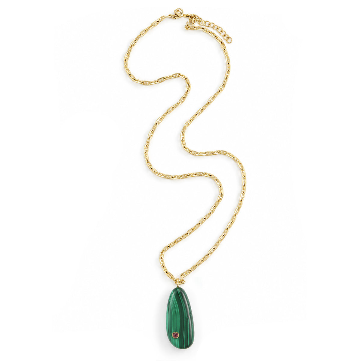 Millie Malachite & Garnet Drop Pendant Necklace