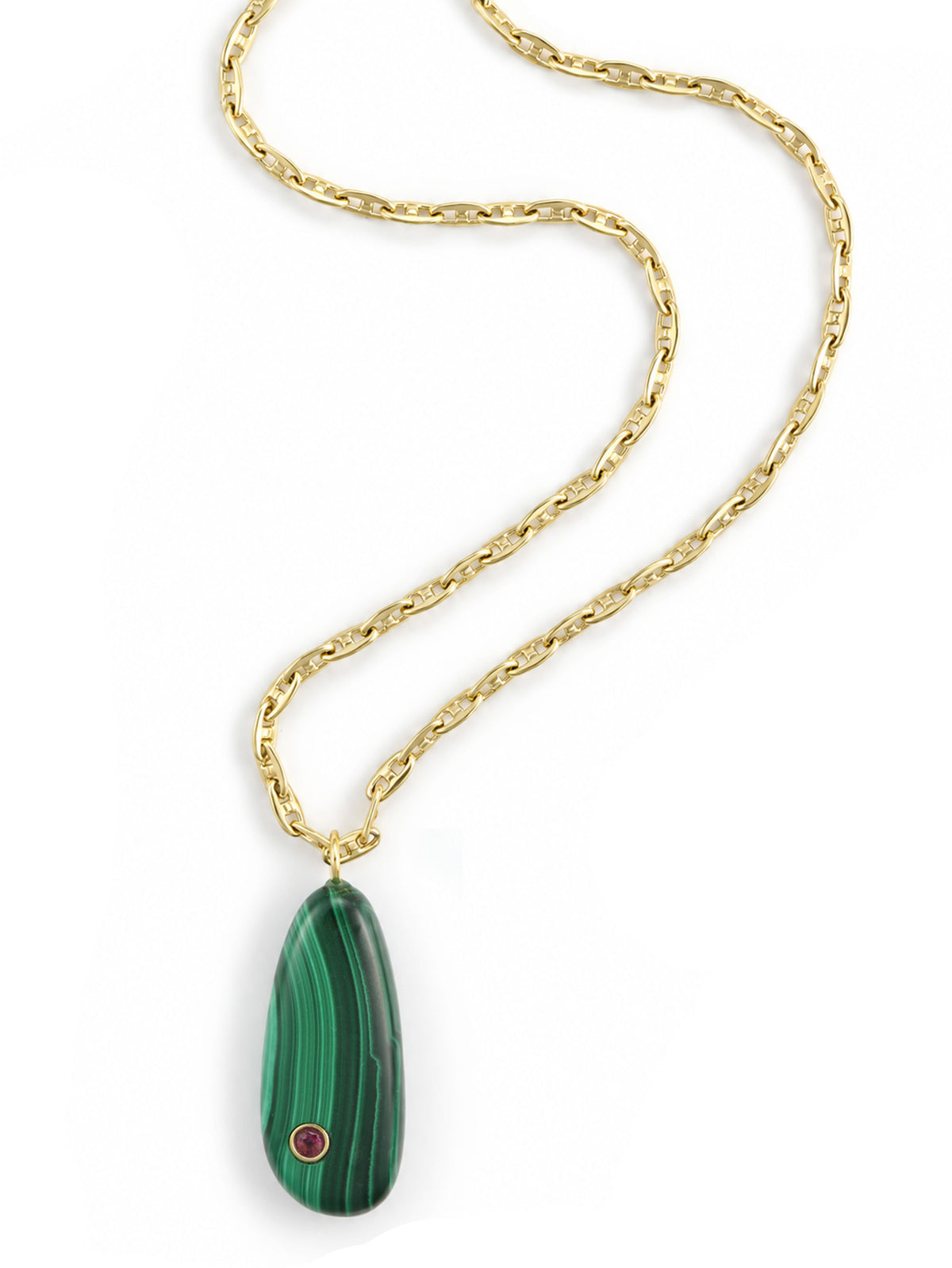 Millie Malachite & Garnet Drop Pendant Necklace