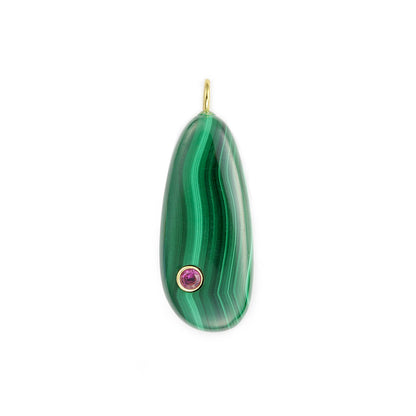 Millie Malachite & Garnet Drop Pendant Necklace