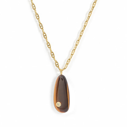 Millie Tiger's Eye & Topaz Drop Pendant Necklace