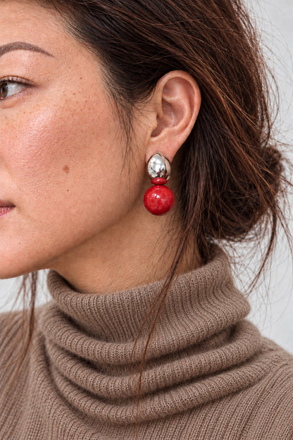 Sadie Coral Sphere Statement Earrings