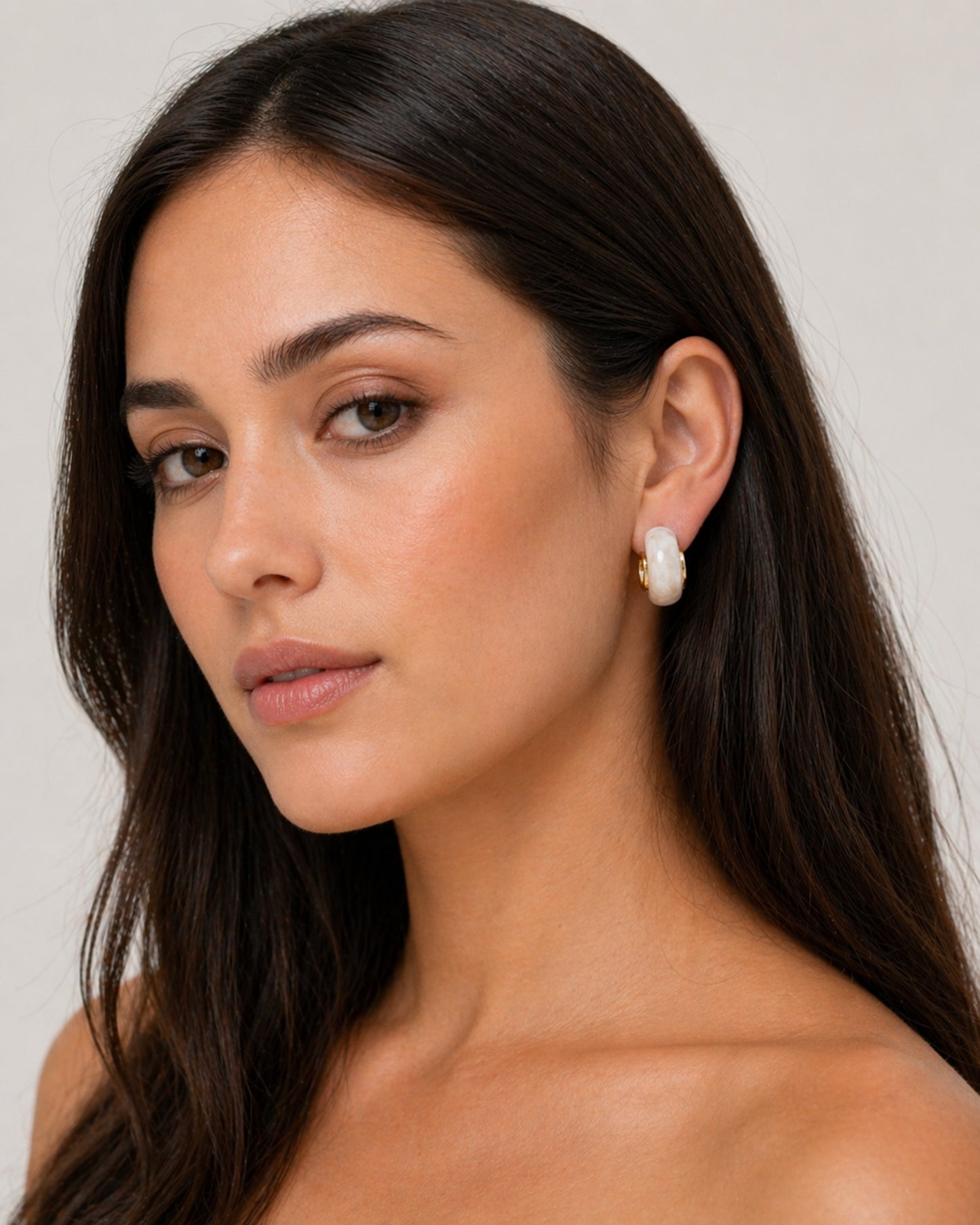Rae White Marbled Resin Earrings
