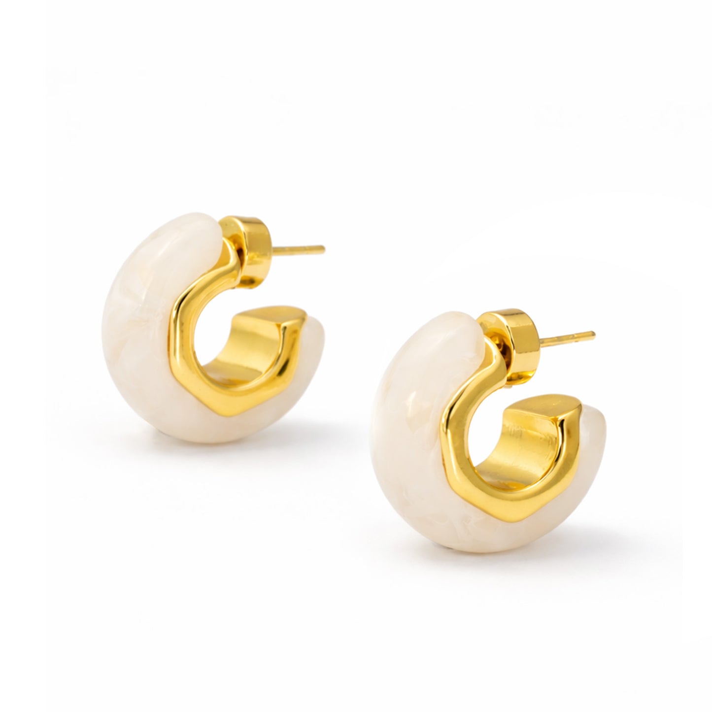 Rae White Marbled Resin Earrings