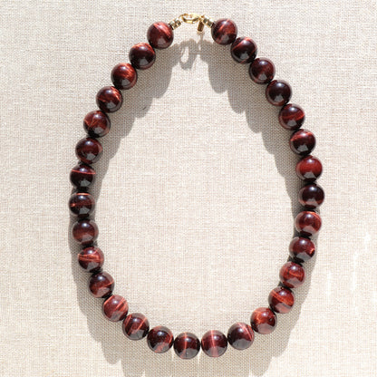 Large Sphere Red Tigers Eye Necklace