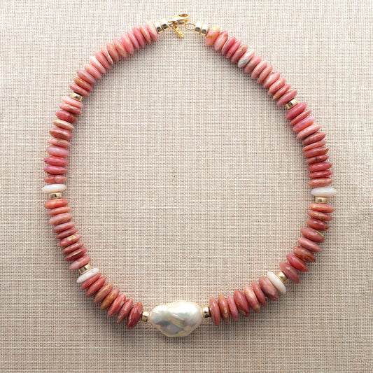 Disco Rhodochrosite Necklace