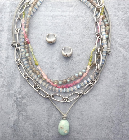 Watermelon Tourmaline Oval Beaded Gemstone Necklace