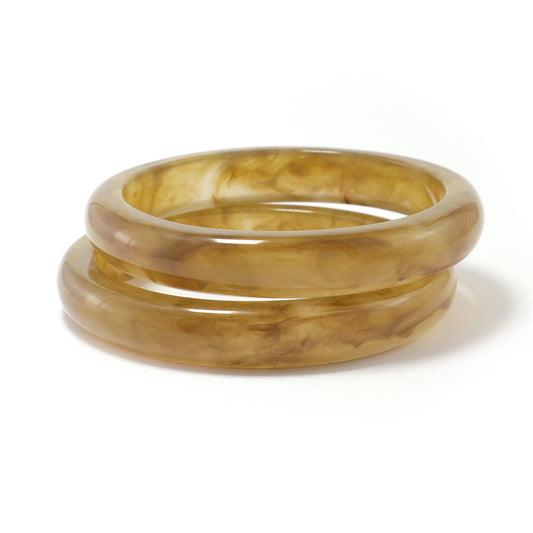 Acacia Marbled Resin Duo Bangle Set
