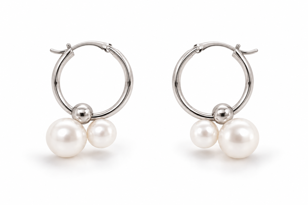 Pearl Bubble Hoop Earring