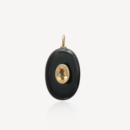 Large Sol Black Onyx and Citrine Pendant