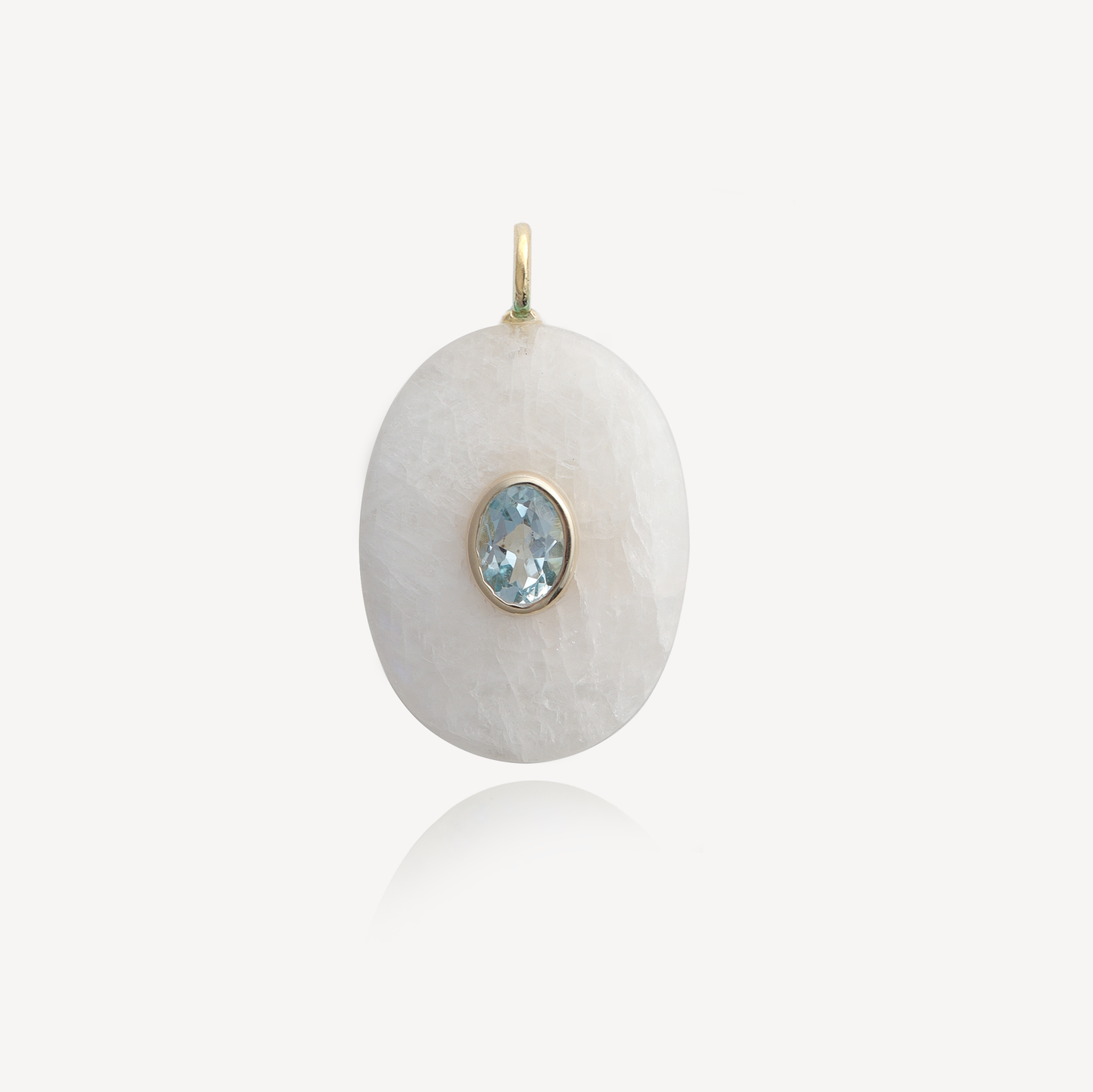 Large Sol Moonstone and Blue Topaz Pendant