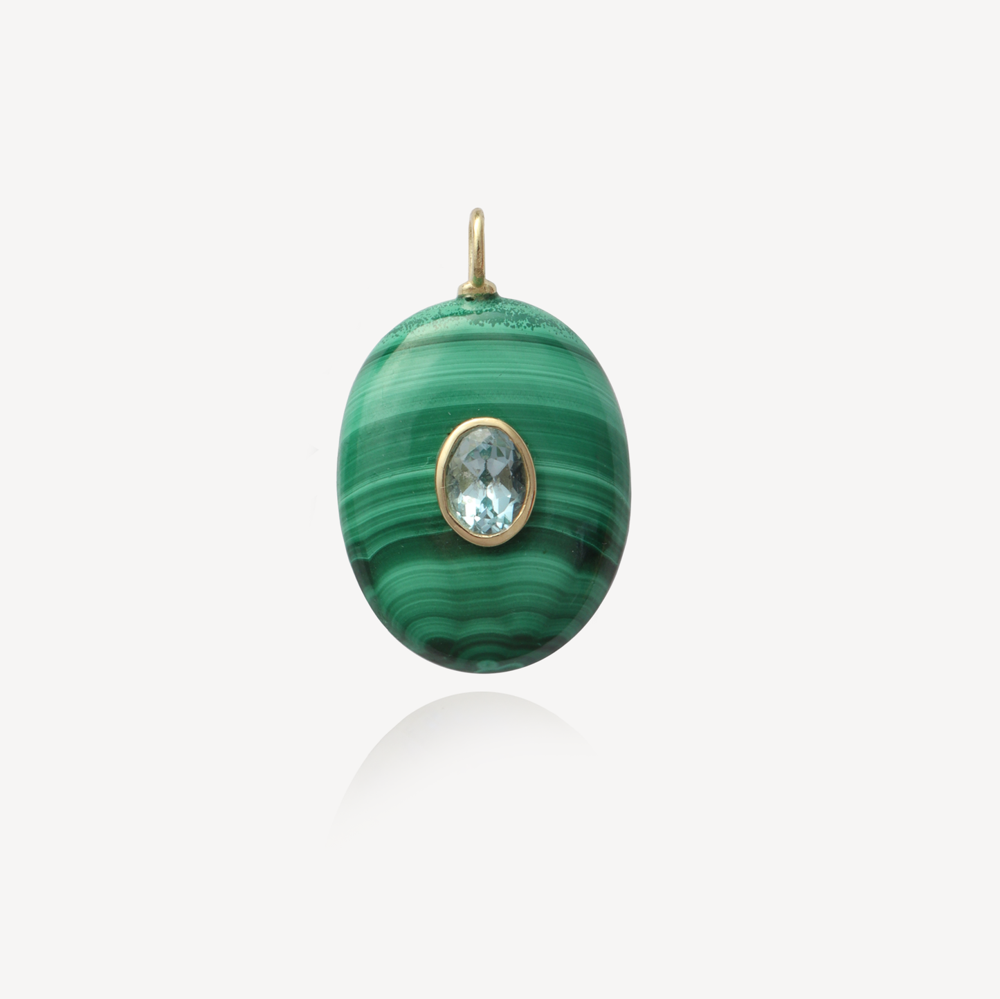 Large Sol Malachite with Blue Topaz Pendant