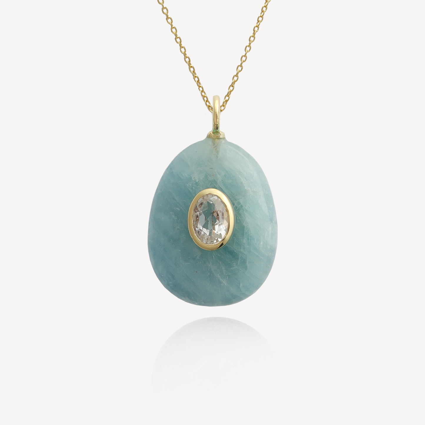 Large Sol Aquamarine with White Topaz Pendant
