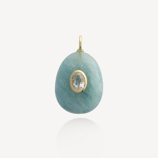 Large Sol Aquamarine with White Topaz Pendant
