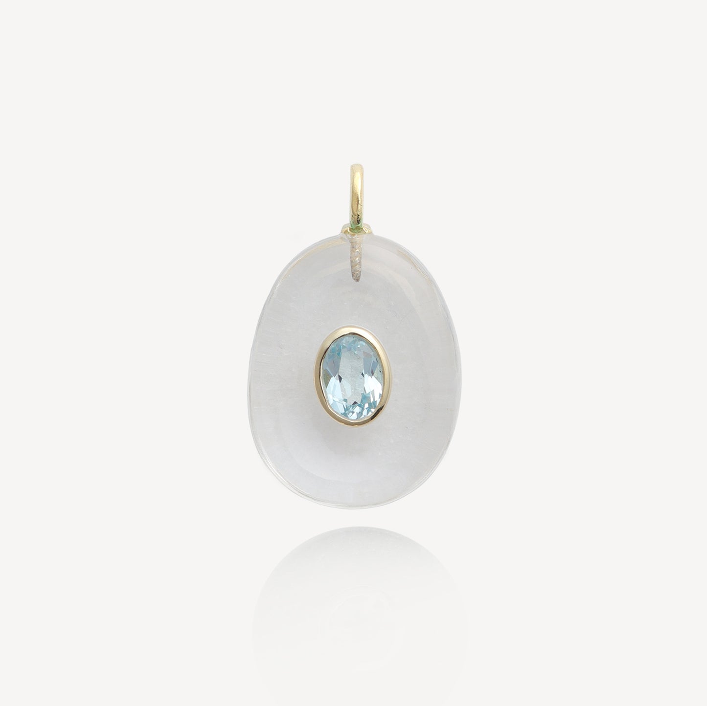 Large Sol Clear Quartz with Blue Topaz Pendant